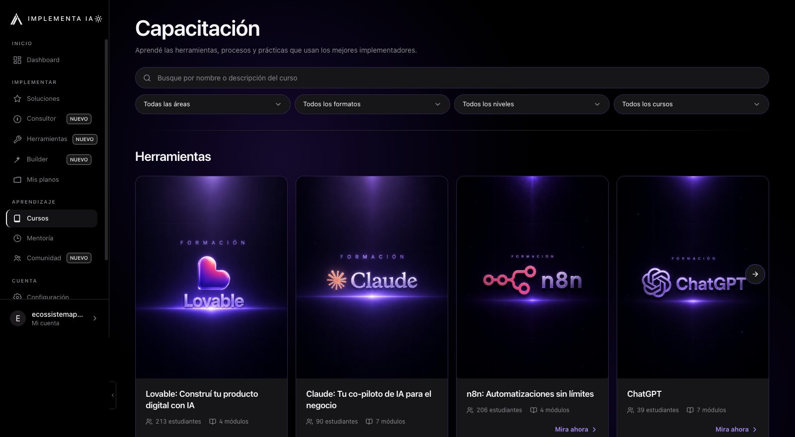 Cursos de Capacitación de Implementa IA