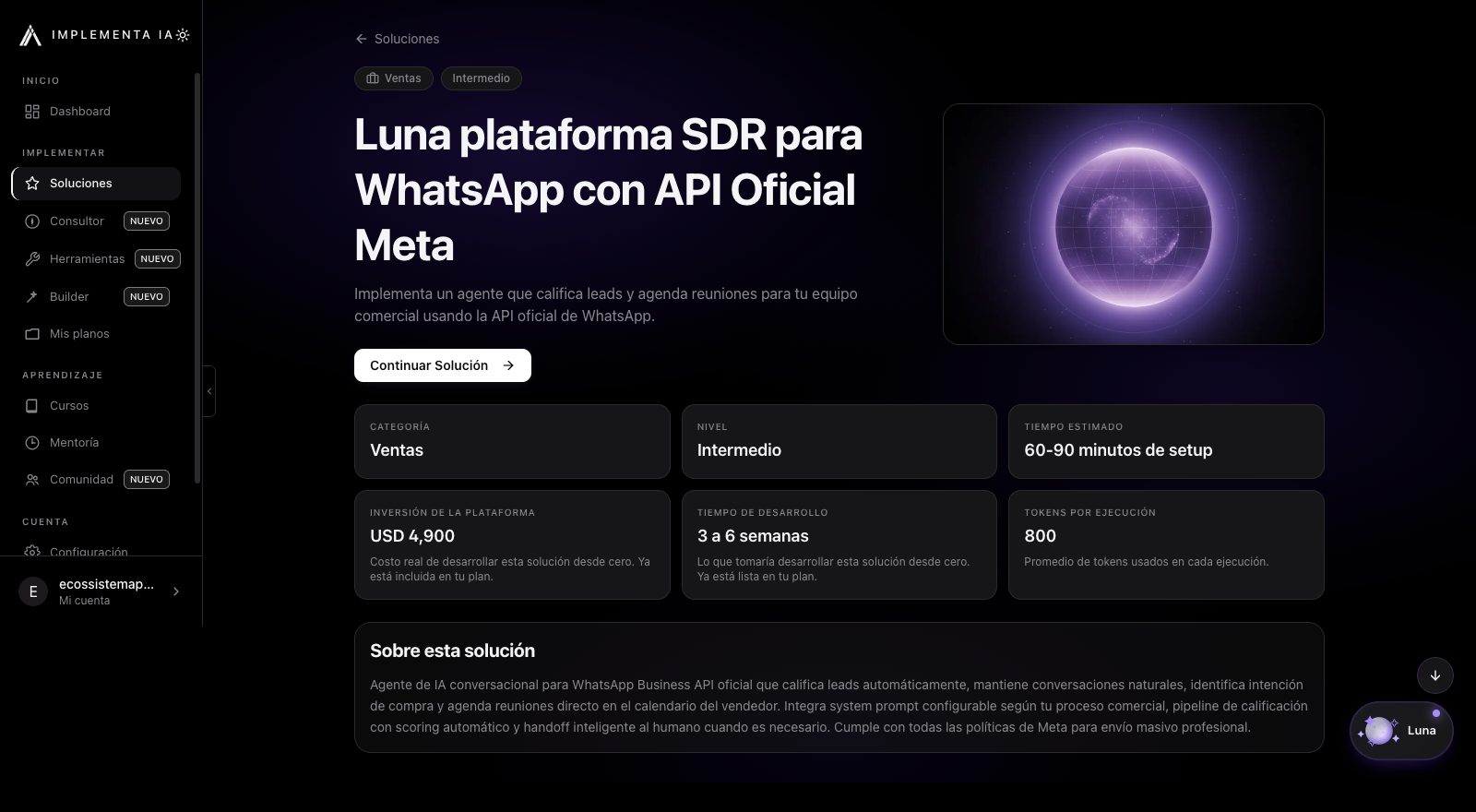 Detalle de una solución