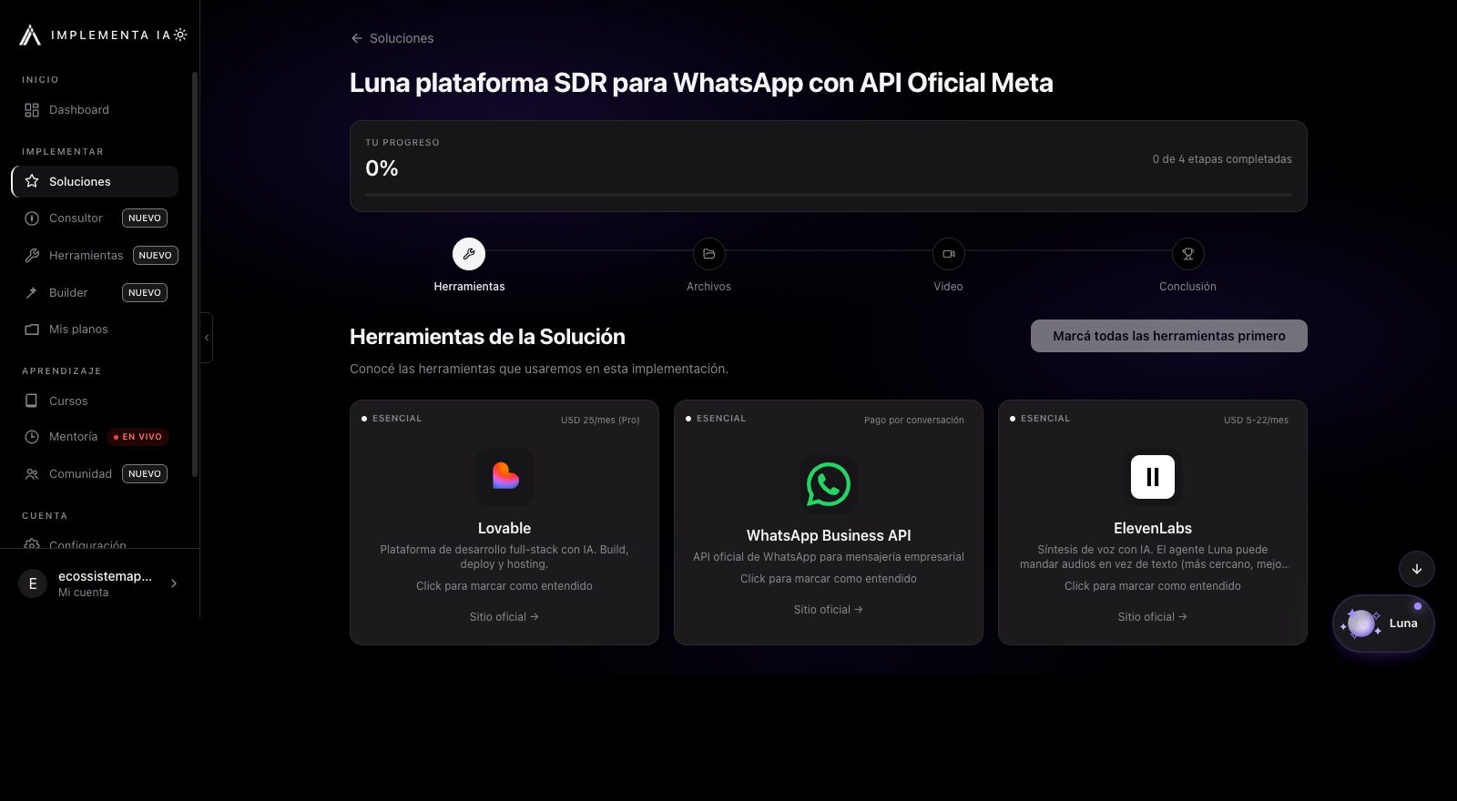 Paso: herramientas de la solución