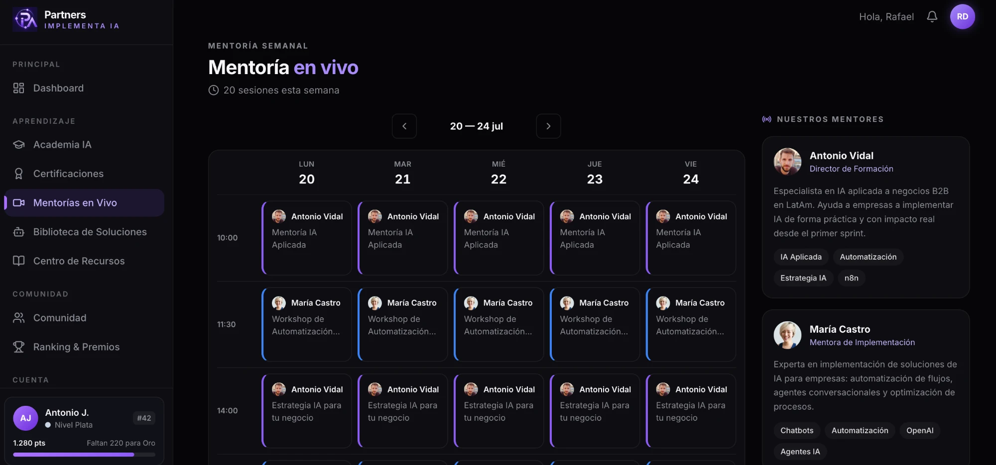 Mentorías en vivo